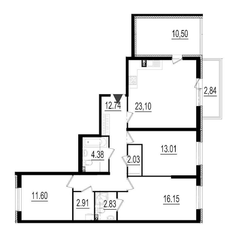 Трехкомнатная квартира в : площадь 88.75 м2 , этаж: 1 – купить в Санкт-Петербурге